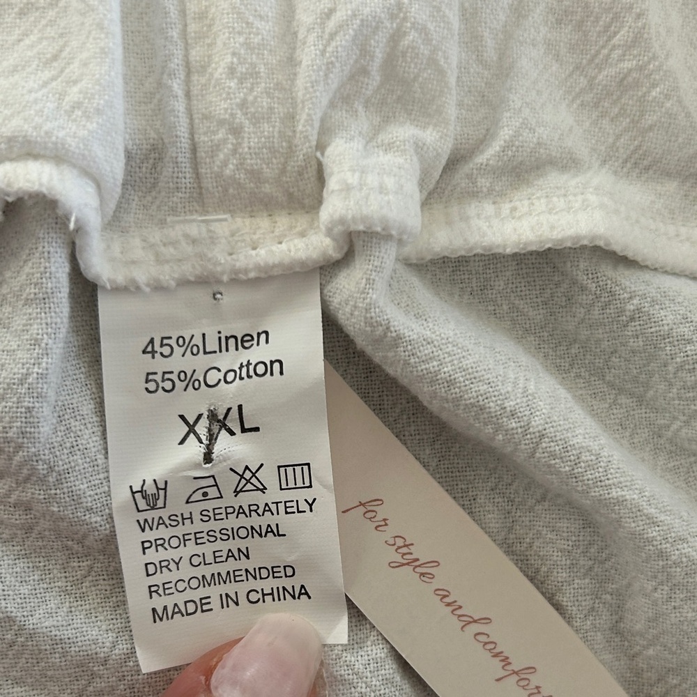 White linen & cotton white Beach Ankle-Length Women's Pants size XL New W Tag - Picture 11 of 16